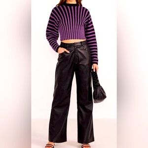 MINKPINK Purple and Black Striped Sweater